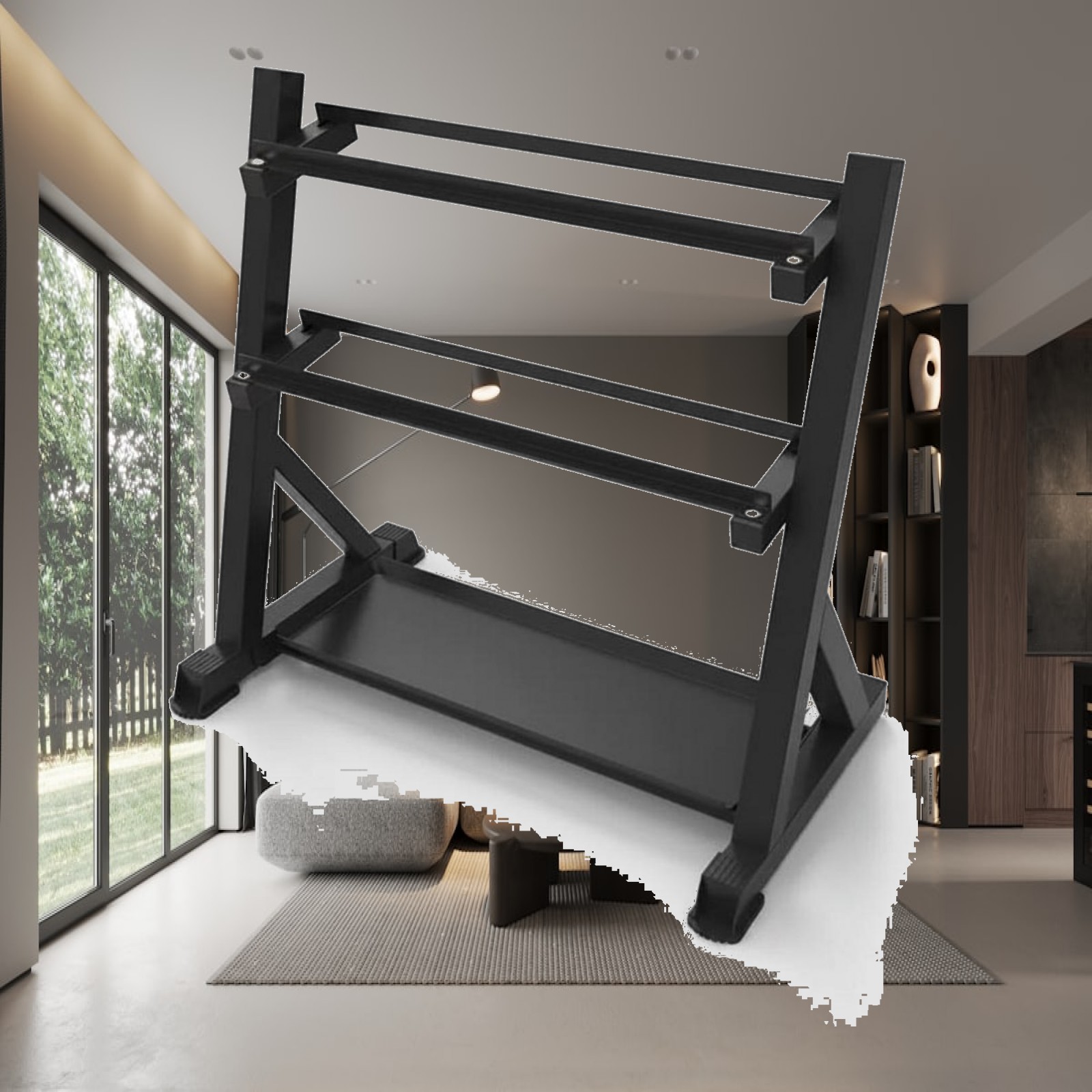 Home Gym Gym - 3-stufiger Hantelständer, platzsparend, robust, für Heimfitness-Studio-Nutzer