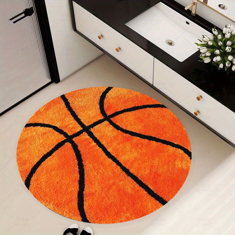 Home Gym Equipment Amazon - Runder Teppich mit Basketball-Muster, Flanell, weich,